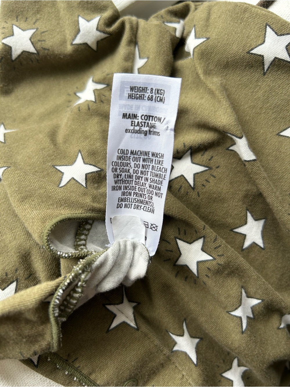 BONDS Cozysuit in Olive Green Star Print 
Size 3-6M - Picture 4 of 4